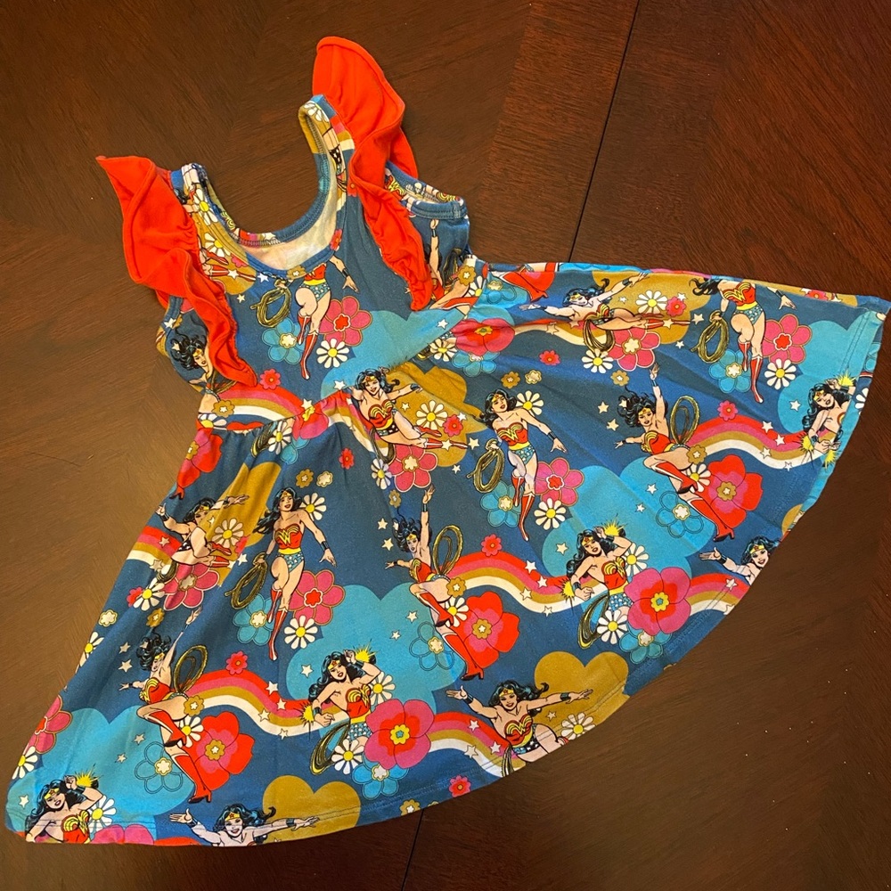 RAGS Tank Ruffle Swing Dress - 'Wonder Woman Floral' Warner Bros Collect… - Picture 2 of 5